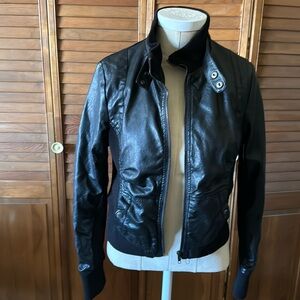 Vintage vegan leather moto jacket